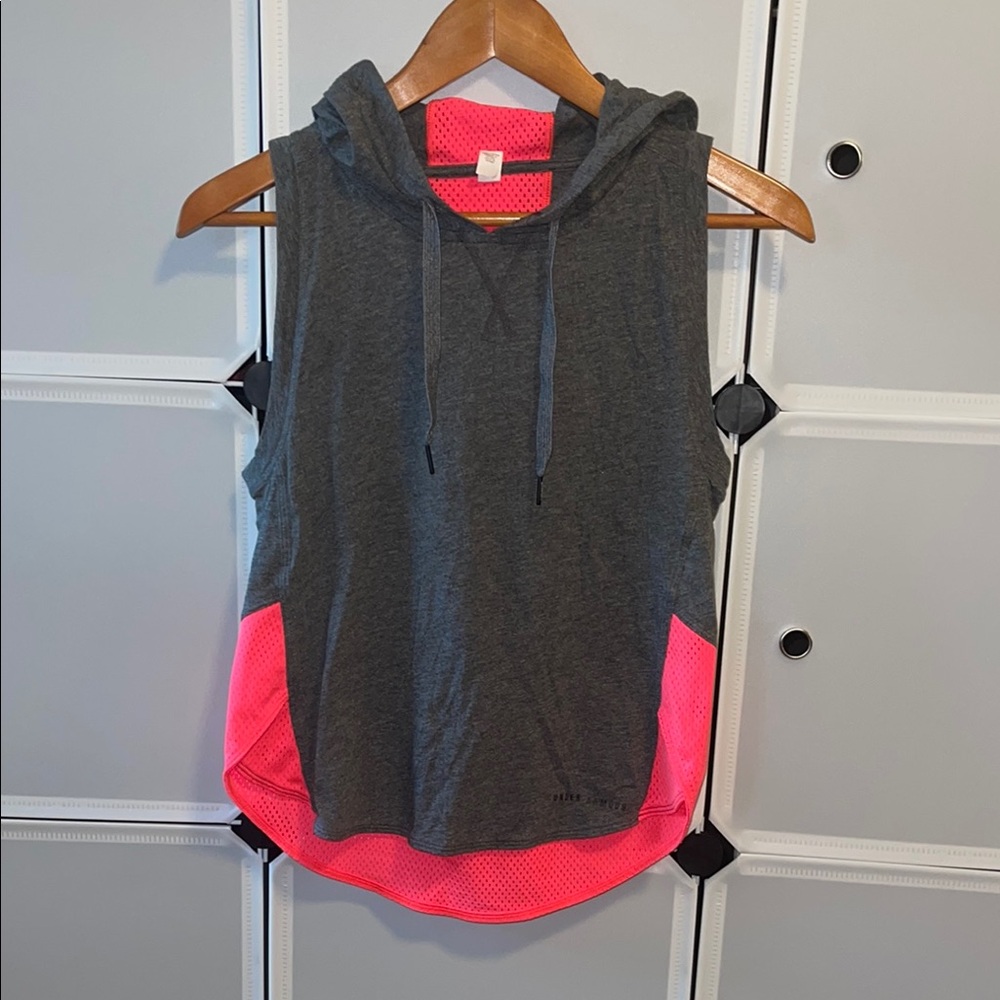 Under Armour Charcoal and Neon Pink Sleeveless Hoodie
